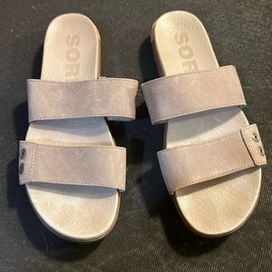 Sorel women sandals sea salt leather size 10